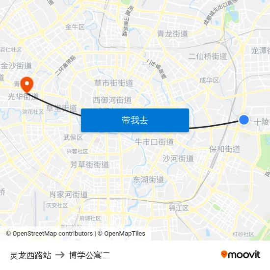 灵龙西路站 to 博学公寓二 map