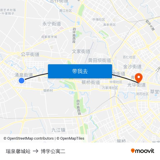瑞泉馨城站 to 博学公寓二 map