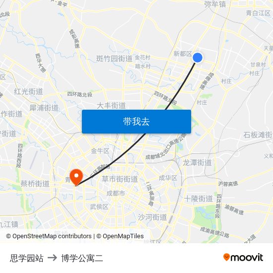 思学园站 to 博学公寓二 map