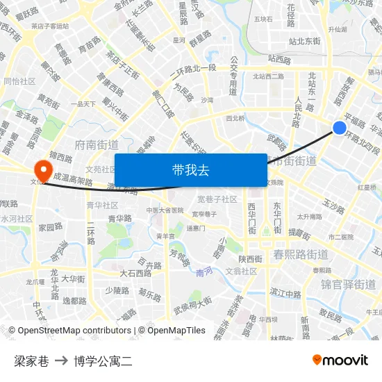 梁家巷 to 博学公寓二 map