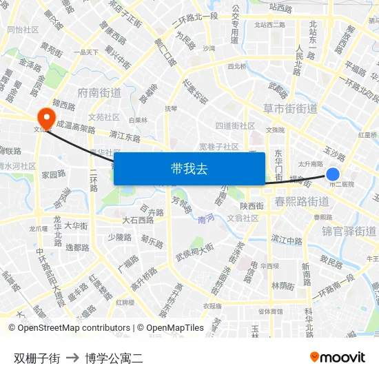 双栅子街 to 博学公寓二 map
