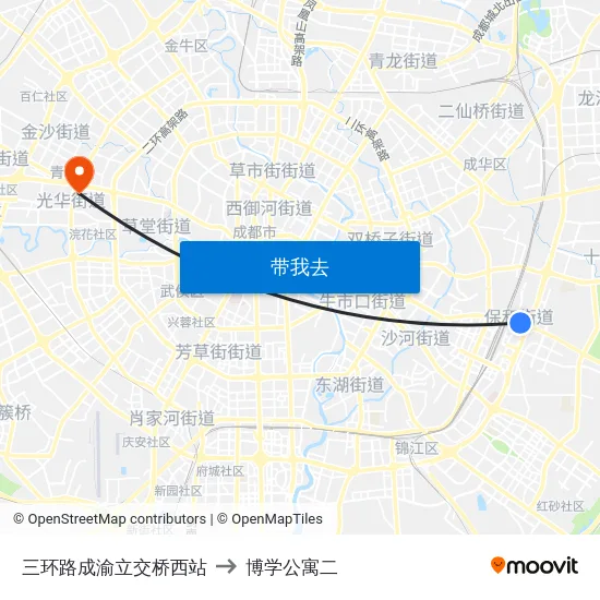三环路成渝立交桥西站 to 博学公寓二 map