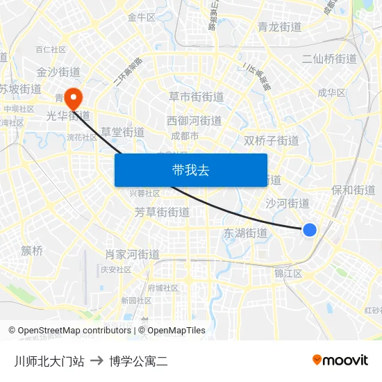 川师北大门站 to 博学公寓二 map