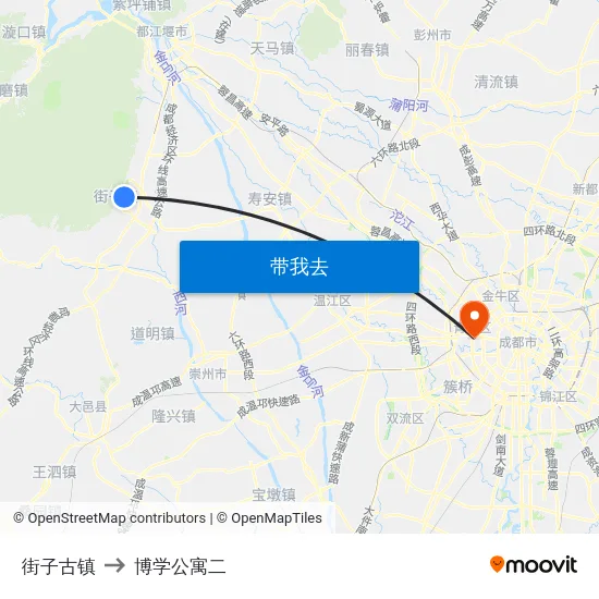 街子古镇 to 博学公寓二 map
