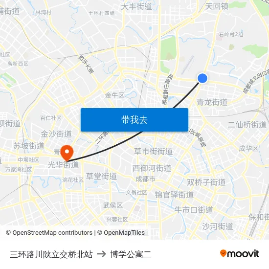 三环路川陕立交桥北站 to 博学公寓二 map