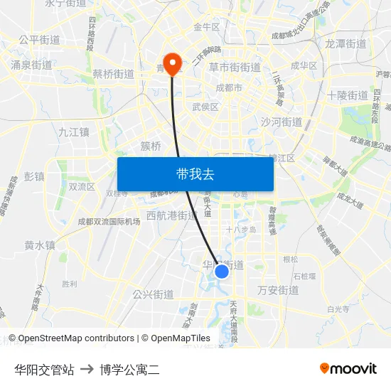 华阳交管站 to 博学公寓二 map