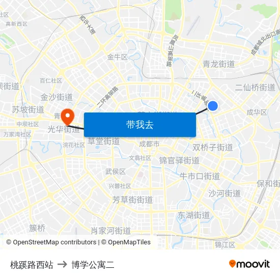 桃蹊路西站 to 博学公寓二 map