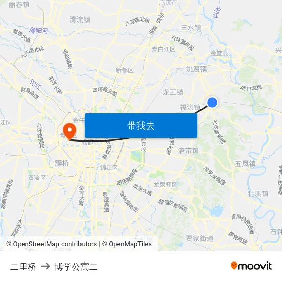 二里桥 to 博学公寓二 map