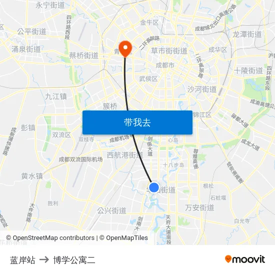 蓝岸站 to 博学公寓二 map
