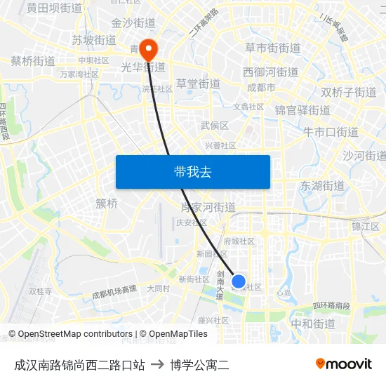 成汉南路锦尚西二路口站 to 博学公寓二 map