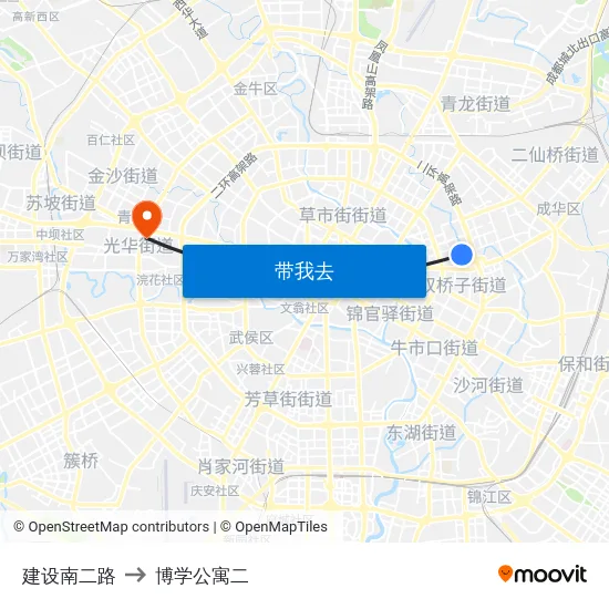 建设南二路 to 博学公寓二 map