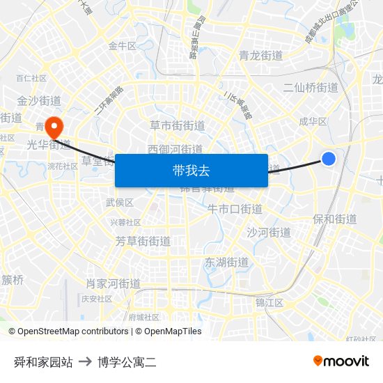 舜和家园站 to 博学公寓二 map