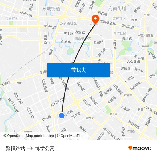 聚福路站 to 博学公寓二 map