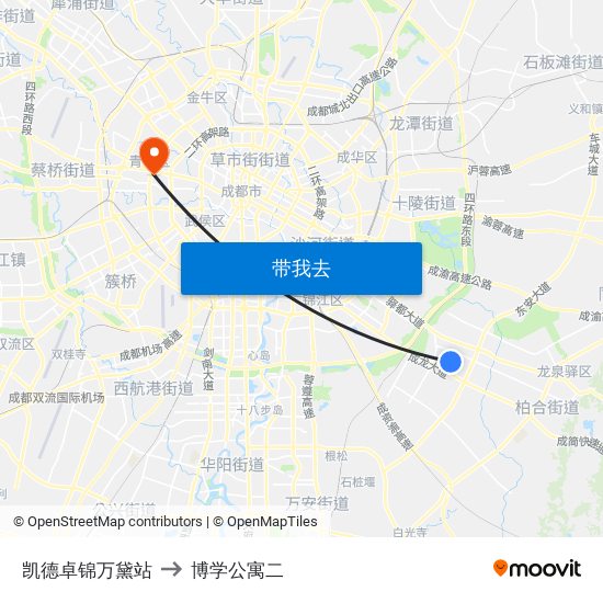 凯德卓锦万黛站 to 博学公寓二 map