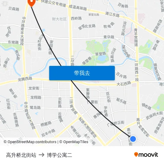 高升桥北街站 to 博学公寓二 map