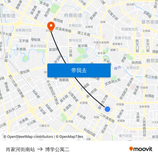 肖家河街南站 to 博学公寓二 map