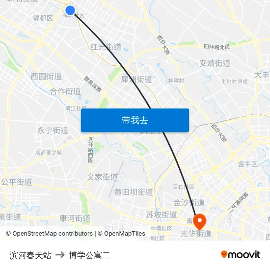 滨河春天站 to 博学公寓二 map