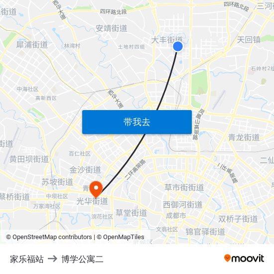 家乐福站 to 博学公寓二 map