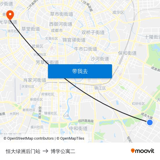 恒大绿洲后门站 to 博学公寓二 map