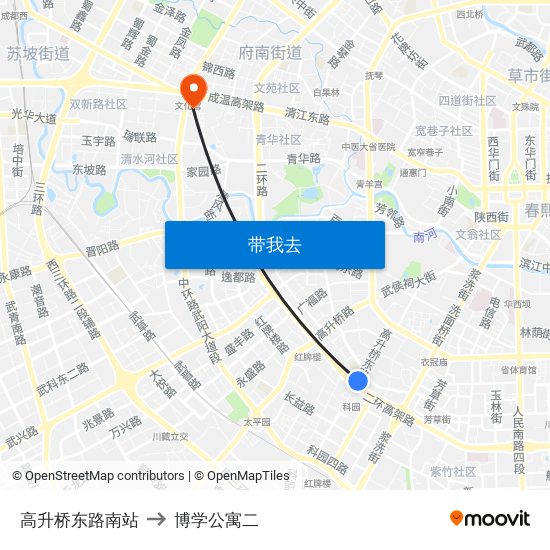 高升桥东路南站 to 博学公寓二 map