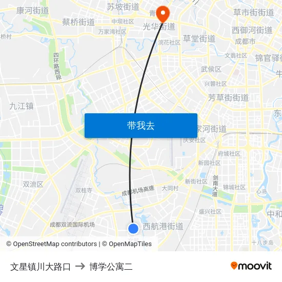 文星镇川大路口 to 博学公寓二 map