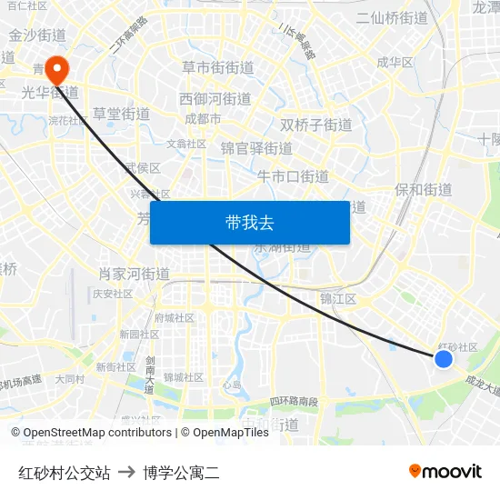 红砂村公交站 to 博学公寓二 map