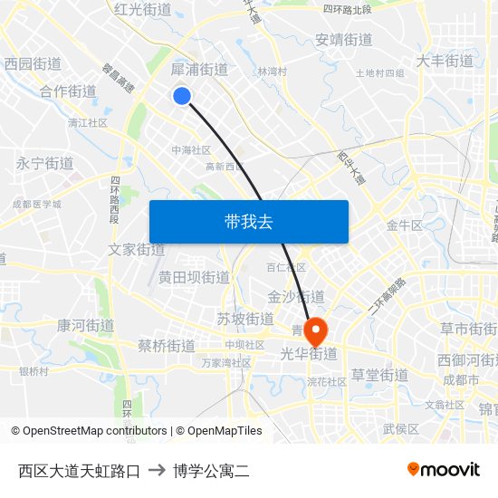 西区大道天虹路口 to 博学公寓二 map