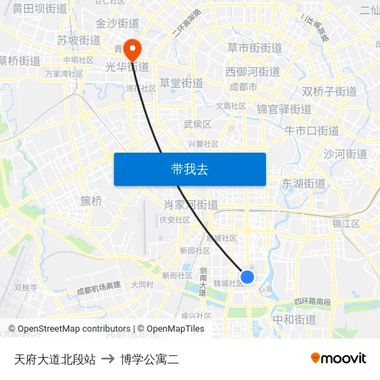 天府大道北段站 to 博学公寓二 map