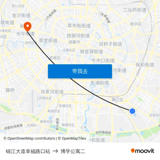锦江大道幸福路口站 to 博学公寓二 map