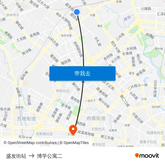 盛发街站 to 博学公寓二 map