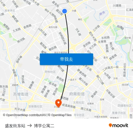 盛发街东站 to 博学公寓二 map