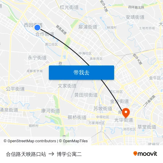 合信路天映路口站 to 博学公寓二 map
