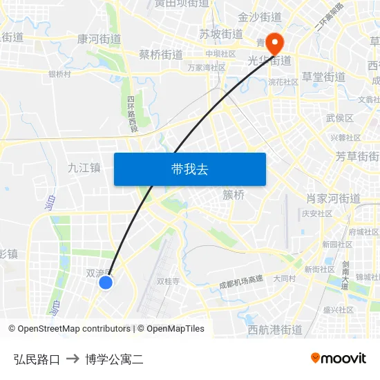 弘民路口 to 博学公寓二 map