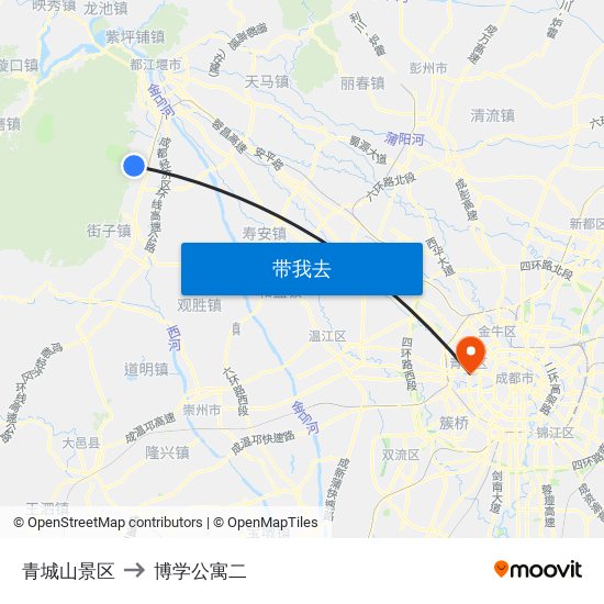 青城山景区 to 博学公寓二 map