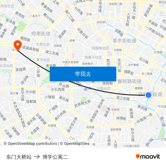 东门大桥站 to 博学公寓二 map