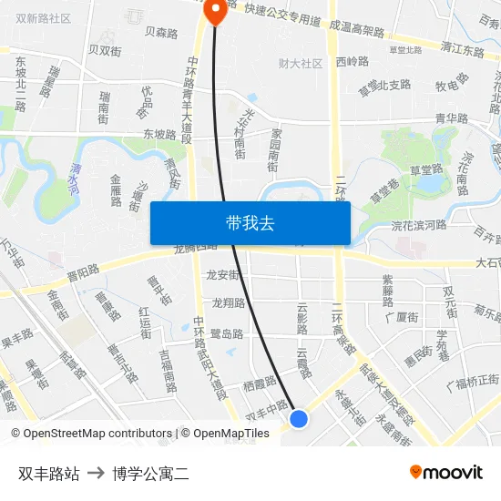 双丰路站 to 博学公寓二 map