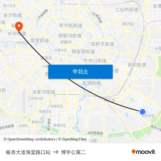 银杏大道海棠路口站 to 博学公寓二 map
