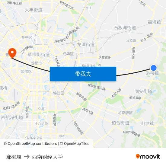 麻柳堰 to 西南财经大学 map
