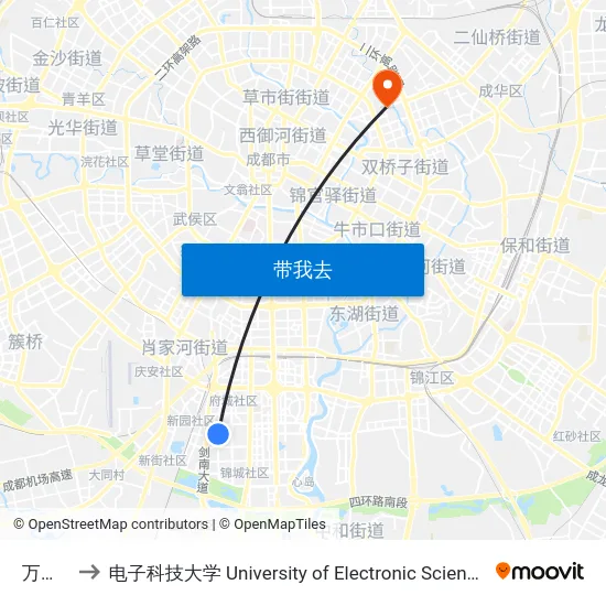 万象路站 to 电子科技大学 University of Electronic Science and Technology of China map