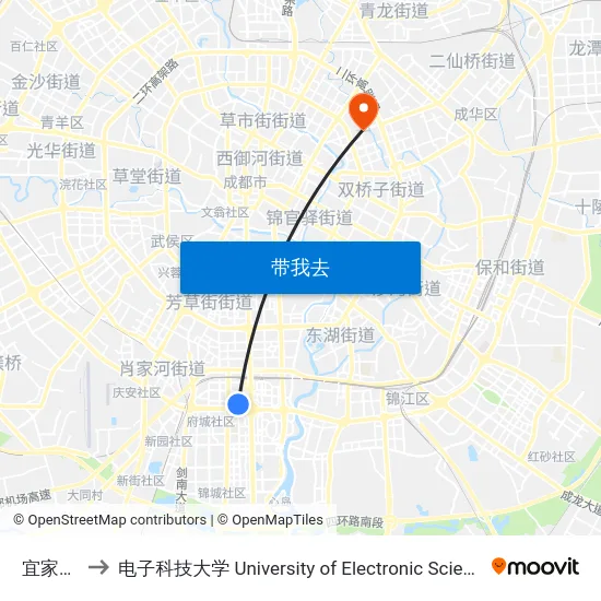 宜家家居站 to 电子科技大学 University of Electronic Science and Technology of China map