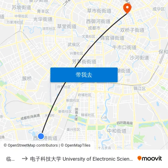 临江丽苑 to 电子科技大学 University of Electronic Science and Technology of China map
