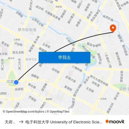 天府广场东 to 电子科技大学 University of Electronic Science and Technology of China map
