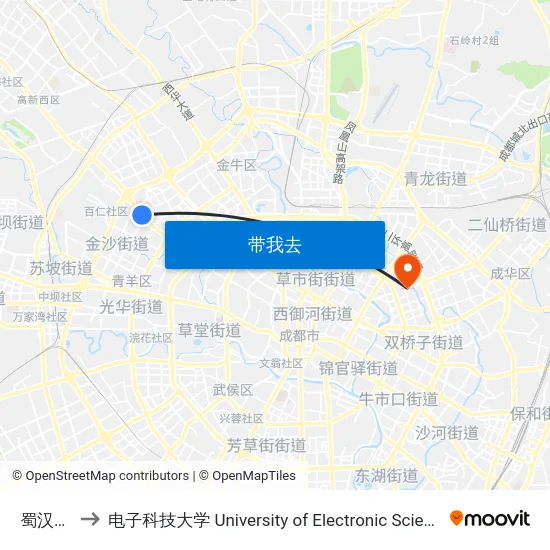 蜀汉路西站 to 电子科技大学 University of Electronic Science and Technology of China map