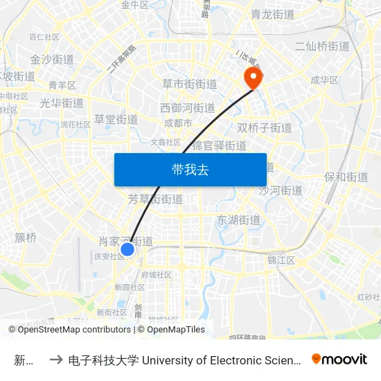 新乐路站 to 电子科技大学 University of Electronic Science and Technology of China map