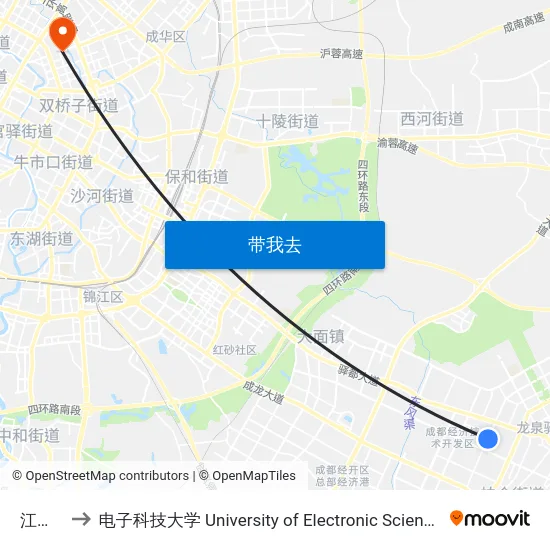 江苏中达 to 电子科技大学 University of Electronic Science and Technology of China map