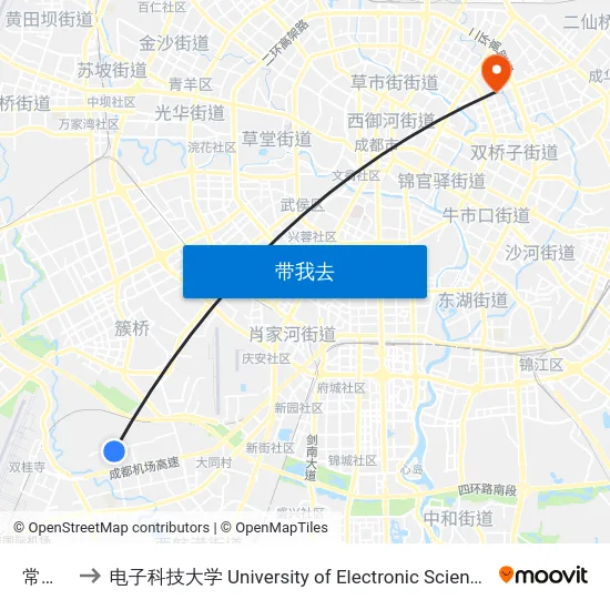 常乐小区 to 电子科技大学 University of Electronic Science and Technology of China map