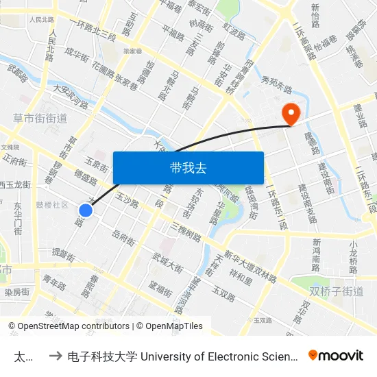 太升南路 to 电子科技大学 University of Electronic Science and Technology of China map