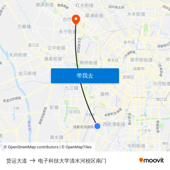 货运大道 to 电子科技大学清水河校区南门 map