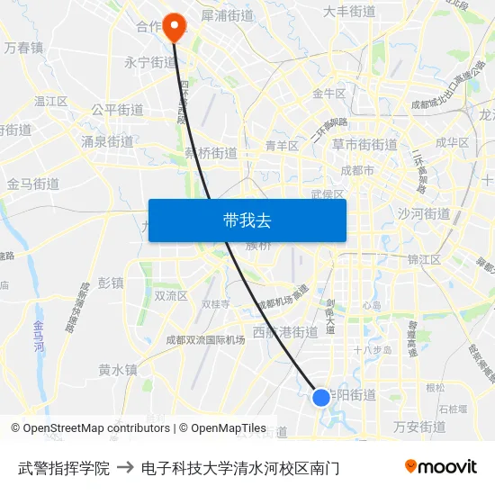 武警指挥学院 to 电子科技大学清水河校区南门 map