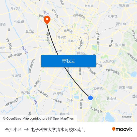 合江小区 to 电子科技大学清水河校区南门 map